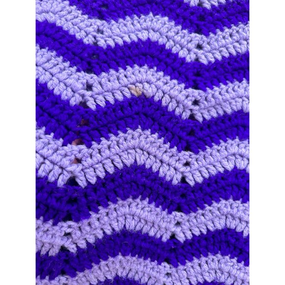 Vintage pink purple white colourful cozy knitted crochet blanket warm - Picture 2 of 4
